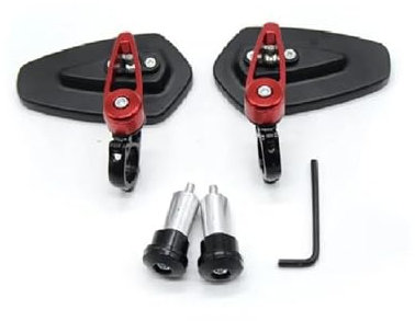BDDXWSM Motorradspiegel, Rückspiegel, Lenkerendenspiegel Für FZ6S FZ6N FZ6R YBR 125 MT-03 MT-25 Für FAZER600, Seitliche Lenkerendenspiegel Rückspiegel(ROT)