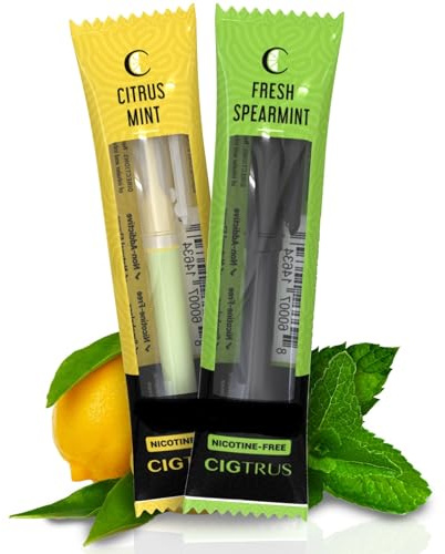 Cigtrus Smokeless Air Inhaler - Tobacco-Free, Nicotine-Free, & Non-Electric | Oral Fixation Relief Aid | Habit Replacing Breathing Stick | 2 Pack (Fresh Spearmint & Lemon Lime)