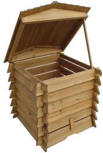 Actiasgear Wooden Beehive-Style Garden Composter 328L Outdoor Compost Bin with Hinged Lid and Removable Base Eco-Friendly Design