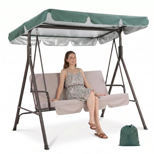 QWORK® Hollywoodschaukel Sonnendach, 210 x 145 x18cm Dach für Hollywoodschaukel, Hollywoodschaukel Dachbezug