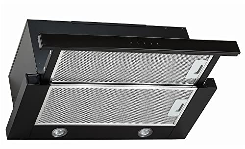 VLANO SLIDE ausziehbare Unterbau-Dunstabzugshaube, 60 cm, 685 m³/h, 4 Leistungsstufen, TURBO Stufe Fernbedienung, Touch Control, LED-Beleuchtung, Teleskophaube Schwarz oder weiß, EEK:A (schwarz)