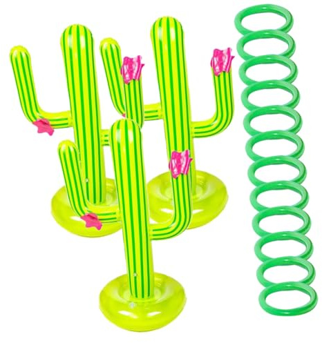 PartyKindom 3 Ensembles Jeux de Cactus Gonflables Anneaux Flottants pour Fêtes et Activités de Piscine Amusants pour Âges Couleur Aléatoire