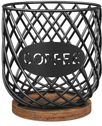 YATINEY Coffee Pod Holder Organizer, Holder for K Cup, Large Capacity Coffee Pod Basket, Versatile Coffee Capsule Storage Organizer, for Kitchen Countertop, Rustic Brown KH09BR