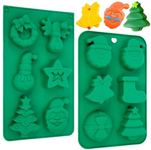 Yesaler Moldes de Silicona Navideños un molde para árbol de Navidad un molde para árbol de Navidad de para Chocolate Caramelos Galletas 2 Piezas (12 Cavidades)