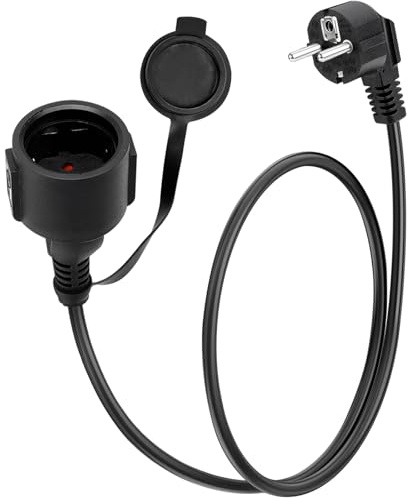 Verlängerungskabel für Steckdose Schutzkontakt 1M 3x1,5mm², 250V/16A Verlängerungskabel Außen AC (IP44)