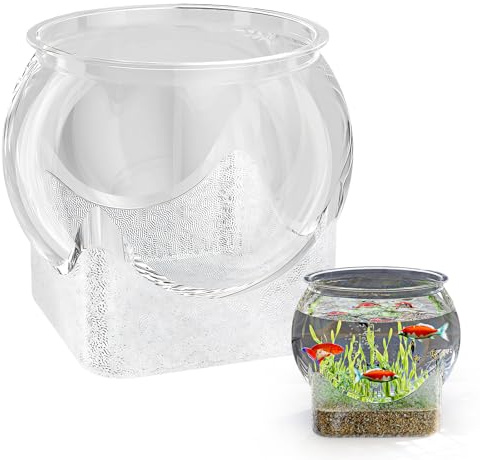 Transparent Fish Bowl Tank, Round Plastic Fish Tank, Decorative Home Fish Tank for Small Fish, Turtle Viewing Tank Aquarium for Beginner Aquarists and Marine Enthusiasts