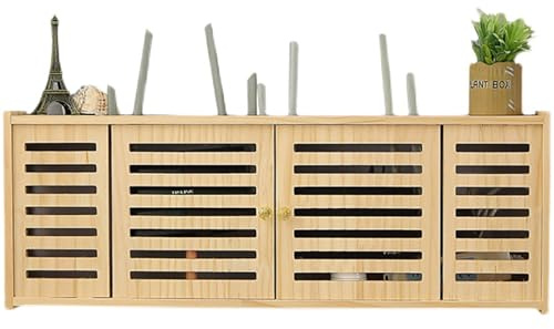 Nordivo Caja WiFi de Pared, Almacenamiento para Router Inalámbrico, Estante de Madera, Caja para Decodificadores TV y Equipos Multimedia, Armario Router para Oficina y Hogar(L76*12cm/30 * 4.7in)