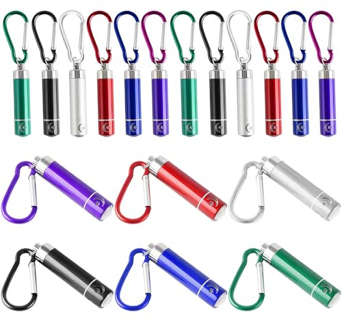 Afenau Mini Torcia Portachiavi, 18 Pezzi Mini Torce Gadget Compleanno, Alluminio Mini Torcia Led, Alimentato a Batteria Torcia Piccola Portachiavi per Attività All'aperto, Festa e Regali