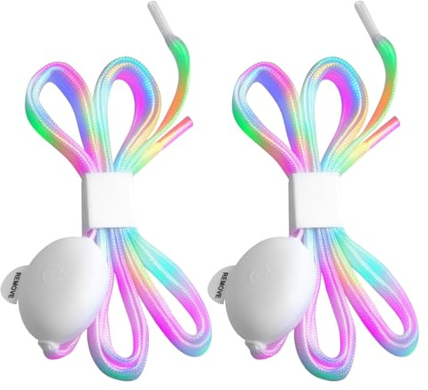 Unicavu LED Light Up Shoelaces, Glow in the Dark Neon Laces with 3 Flashing Modes, Water Resistant Bright Shoe Laces for Night Running Cycling Skating Walking Dance Party Festival Christmas Halloween