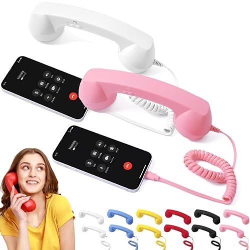 Auricular De Teléfono Retro, con Conector Tipo C Y Bluetooth, Estilo Teléfono Fijo, Adaptador De Teléfono Vintage A Fijo, Compatible con Teléfonos Móviles, con Botón De Respuesta, Micrófono Y Altavoz