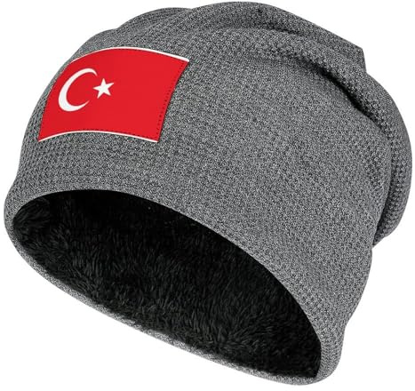 Beanie-Mütze mit Türkei Flagge Beanie-Mütze Winter Warm Patriotische Strickmütze Winter Winddichte Wintermütze Innenfutter aus Fleece Strickmützen für Herren Damen