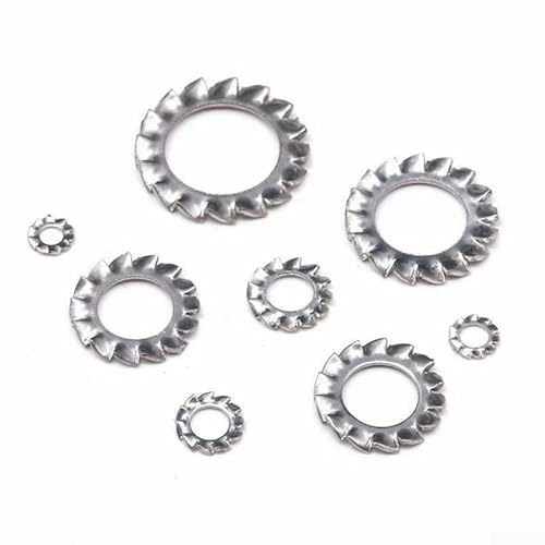 Juego completo de 300 arandelas de bloqueo de acero inoxidable, arandelas dentadas exteriores M2 5 a M10 para un ajuste seguro