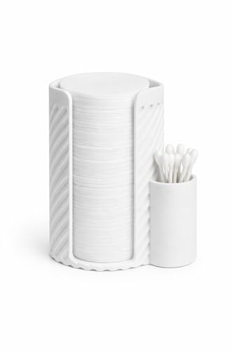 Alupedia LUMORA Wattepad- & Wattestäbchen-Organizer aus Kunststoff – Stilvolle Aufbewahrungsbox für Badezimmer & Schminktisch, Hygienisch, Staubgeschützt, Modernes Design (Weiß)