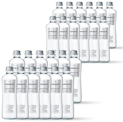 Acqua San Benedetto Minerale Naturale Antica Fonte della Salute | Premium Water | Confezione da 24 Bottiglie in Vetro da 330ml