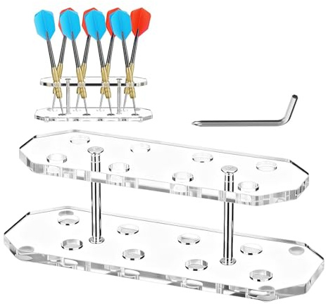 Dart Display Rack – 6,3 tum | Akrylställ – Skrivbordsvinklad dartorganisator för till åtta pilar, perfekt för loungespelrum på kontor och bordsskärm