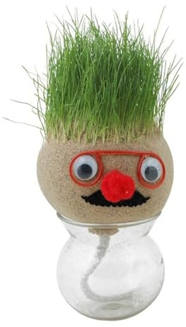 Grass Head Mini Pot - Small Potted Ornaments for Children Fun | Ceramic Planter with Cultivation Medium, Easy Water Growth, Trimable Green Hair Doll, Interactive DIY Activity, Desktop Plant Toy,
