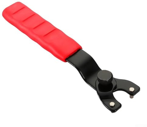 Adjustable Angle Grinder Wrench 10-46mm, Face Spanner Pin Wrench for Grinder Disc Removal, Carbon Steel Tool with Hex Key and Flanges, Red