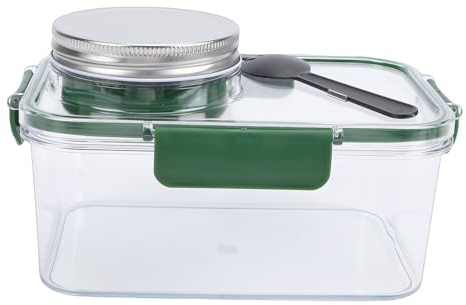 Buachois Contenedor de almuerzo para ensalada, ensaladera reutilizable portátil a prueba de fugas con compartimento para aderezo para oficina, gimnasio, viaje, plástico