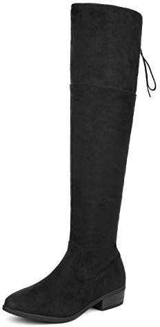 DREAM PAIRS Knästövlar för kvinnor Mode Lårhöga stövlar Slitstark Bekväm TPR stickad skal,Size 36.5,Svart,LEI