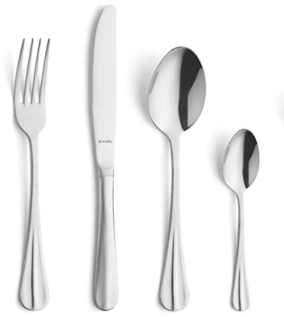 Amefa BAGUETTE Besteck Set für 4 Personen, Essbesteck 16 teilig, Edelstahl poliert & rostfrei, spülmaschinenfest, Tafelbesteck