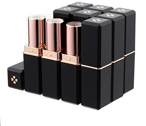 Allwon 10 Stücke Schwarz Leere Lippenstift Rohre DIY Lippenbalsam Container (Vierkantrohr)