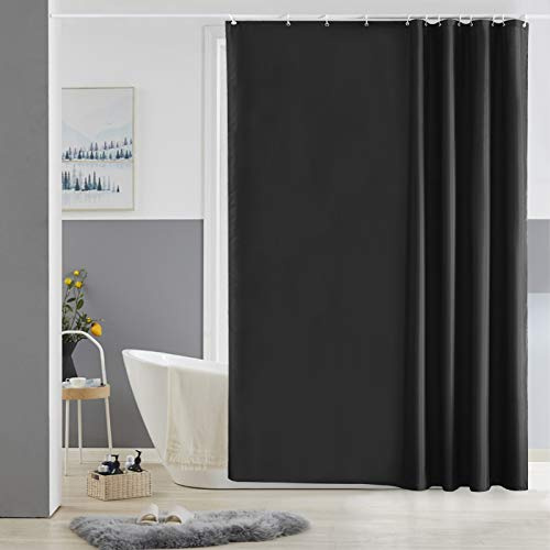 Furlinic Duschvorhang Schwarz Textil Polyester Stoff Badewanne 180x180cm