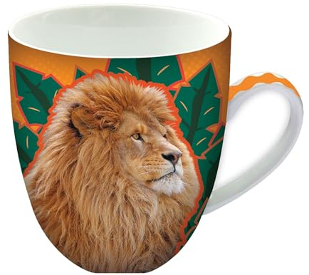 Animug - León de Deluxebase. Taza grande de cerámica 450ml. Una taza animal de león que es una adición genial a tu colección de tazas o como regalo para los amantes de los grandes felinos