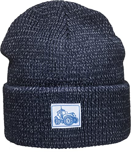Baddery Reflektierende Kinder Beanie - „Traktor“ - mit Patch | Wintermütze mit Patch für Jungen & Mädchen - Mehr Sichtbarkeit im Straßenverkehr