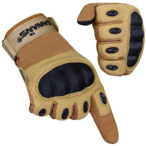 SAWANS Motorbike Gloves Motorcycle Sports Full Finger ATV Riding Men Women Hard Knuckle Touch Screen MTB Mountain Bike Outdoor Road Cycling Hiking Bike Climbing Camping Ski (L, Brown)
