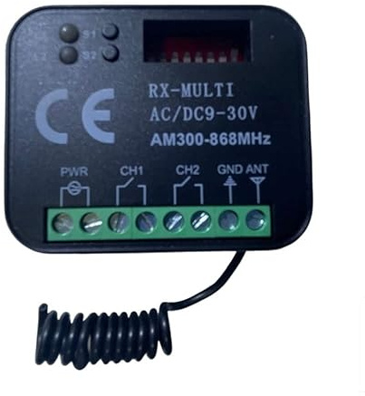 RICEVITORE RX UNIVERSALE RADIO RICEVENTE 2 canali TELECOMANDI Tante altre marche frequenza 433 o 868 Mhz 12-30V ac dc codice fisso rolling code AUTOMAZIONE MULTI 12-30V