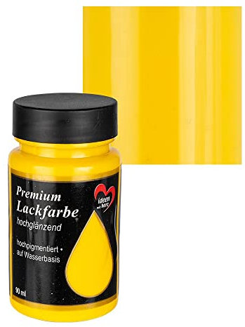 Ideen mit Herz Vernice di alta qualità, lucida, 90 ml, ideale per legno, polistirolo, plastica, vetro, ceramica (giallo)