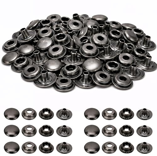 Trimming Shop 10mm 4 Part Metal Press Studs No Sew Buttons, Gunmetal, 10pcs | Durable and Lightweight, Snap Fasteners for DIY Leathercrafts, Jackets, Repair Clothing, Purses