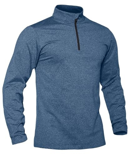 TACVASEN Herren Langarmshirt Longsleeve Shirts Warme Fleecepullover Funktionsshirt Winter Ski Tops Männer (2XL, Indigo)