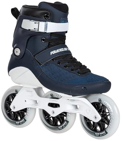 Powerslide Inline Skate Swell Navy 110 Triskate in blau/Navy - Inlineskate mit 3 Rollen in Gr. 38-47 für Damen und Herren - Inliner für Fitness und Marathon