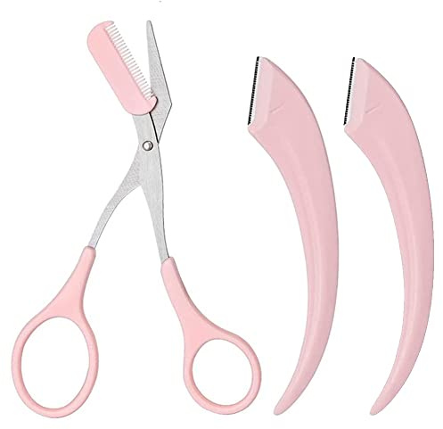 Augenbrauenschere, 3 Stücke Augenbrauen Shaping Tool Set, Augenbrauen Schere mit Mini Kamm Augenbrauen Hilfskamm, Eyebrow Shaper Haarentferner Schneiden Schere Beauty Tool für Männer Frauen