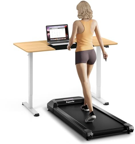 KOMFOTTEU Walking Pad, Laufband mit Fernbedienung & LED Display, Treadmill Joggingband Untertisch, 2,25PS/1-6 km/h, Walking-Gerät Laufmaschine für Zuhause Büro, max 120kg belastbar (Schwarz)
