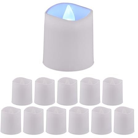 Relaxdays Bougies LED, Lot de 12, Flamme vacillante, Bougies électriques, lumière Blanche Froide, 4,5x4x4 cm, Blanches