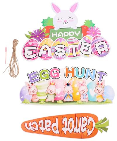 HOLIDYOYO Türschild „Frohe Ostern“ Türhänger „Osterhase“ Türschild „Ostern Willkommen“ Türdekoration „Ostern“ Mit Karotte Hase Schild Für Ostern Laden Frühlingsdekoration