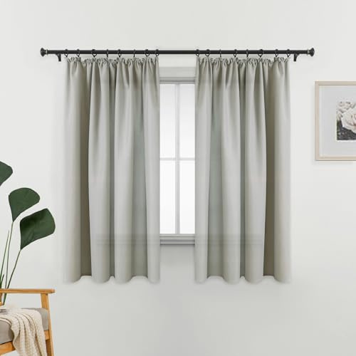 L.Z.E Gardinen Vorhänge Grau mit Kräuselband, Sichtschutz 70% Lichtdurchlässig Gardine Vorhang für Schlafzimmer Wohnzimmer, Dünne Baumwolloptik Stores für Schiene Schienensystem, 175 cm Kurz