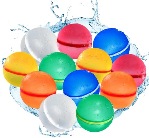 Wasserbomben Wiederverwendbar, 12 Stück Wiederverwendbare Wasserballons Selbstschließend, Wasserspielzeug für den Sommer im Freien für Kinder und Erwachsene,Wasserbomben Magnetisch Geeignet für Kinder