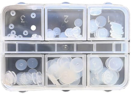 RKJRTK Lot de 120 disques de piercing pratiques en silicone pour les yeux dans un étui portable pour étudiants, taille unique, Silicone, Pas de gemme