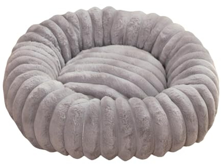 Pevfeciy Weich Haustierbett für Hund Donut-Kissen Katzenbett und Hundesofa Rundes Kissen Plüsch-Hundesofakissen für Mittelgroße & Kleine Hunde,Grau,80cm