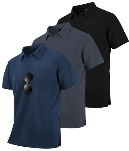 zitysport 3er Pack Poloshirts Herren Kurzarm Golf Polohemd Schnelltrocknend Atmungsaktives Herren Regular Fit Shirts Work Polo Shirts Männer Sommer Sport Tshirt Männer
