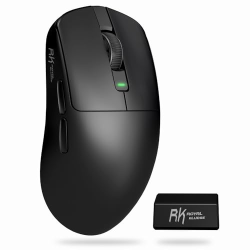 RK ROYAL KLUDGE M3 Gaming Mouse 47g Ultra-Lightweight with PAW3950 Optical Sensor DPI up to 42000，Tri-Mode BT/2.4G/USB-C Wireless Mouse 8000Hz Polling Rate 5 Adjustable Buttons 650mAh Battery （Black）
