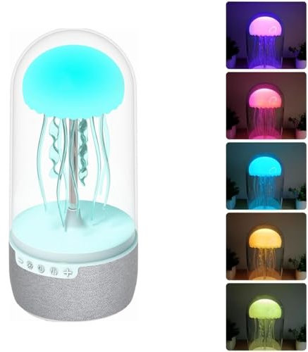 RUICUBEI Stimmungslampe Qualle mit Bluetooth-Lautsprecher, Fisch, Qualle, schwimmend, LED, Farbwechsel, Nachtlicht für Kinder, Schlafzimmer und Außenbereich