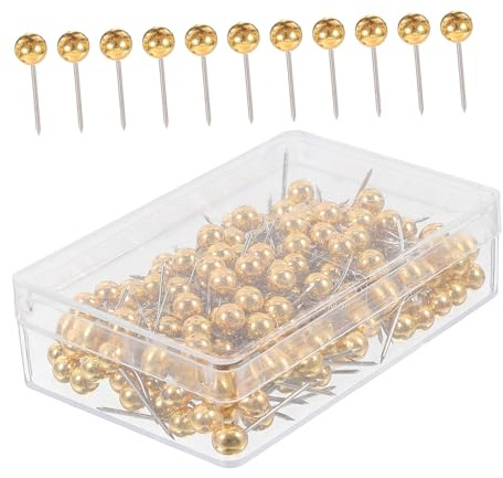 COLLBATH 200stücke Kleine Goldene Reißzwecken Aus Metall Mini-Karten-reißzwecken Mit Kugelkopf Dekorative Stecknadeln Für Schulbedarf Und Schneiderwerkzeuge