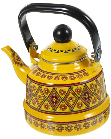 Enamel Stovetop Water Kettle 1.1l Heat-Resistant Tea Kettle | Suitable for Induction and Gas, Easy to Pour, Elegant Retro Style for Home and Camping
