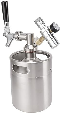 FZCXHONJ Distributeur de bière Portable en Acier Inoxydable Mini Keg Growler 2 L - Système de fût carré pour brasseurs Amateurs, Amateurs de bière Pression et Amateurs de Brassage