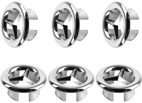MOXYOY 6 PCS Sink Overflow Ring, Sink Hole Replacement Overflow Hole | Basin Overflow Trim, Round Sink Hole Cap for Bathroom Kitchen Washing Vanity Basin, Bathtub, Sink