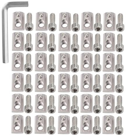 30Pcs Roll-in Spring Loaded T-Nuts M5 T-Spring Bolts with Hexagon Socket Screw Hammer Nut Fastener for T-Slot Aluminum Profile 3D Printer CNC Router 2020 Series with Hexagon Wrench